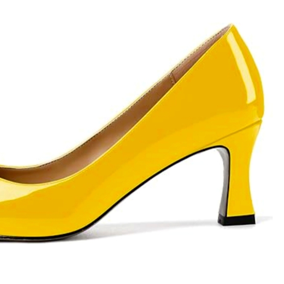 SKYSTERRY Women's Office Round Toe Patent Casual Slip On Spool Mid Heel... - Picture 4 of 16